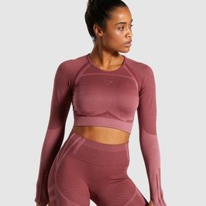 Gymshark Rose Geo Seamless Long Sleeve Crop Top